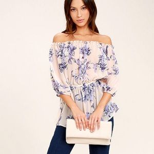 Light Pink Floral Off The Shoulder Top